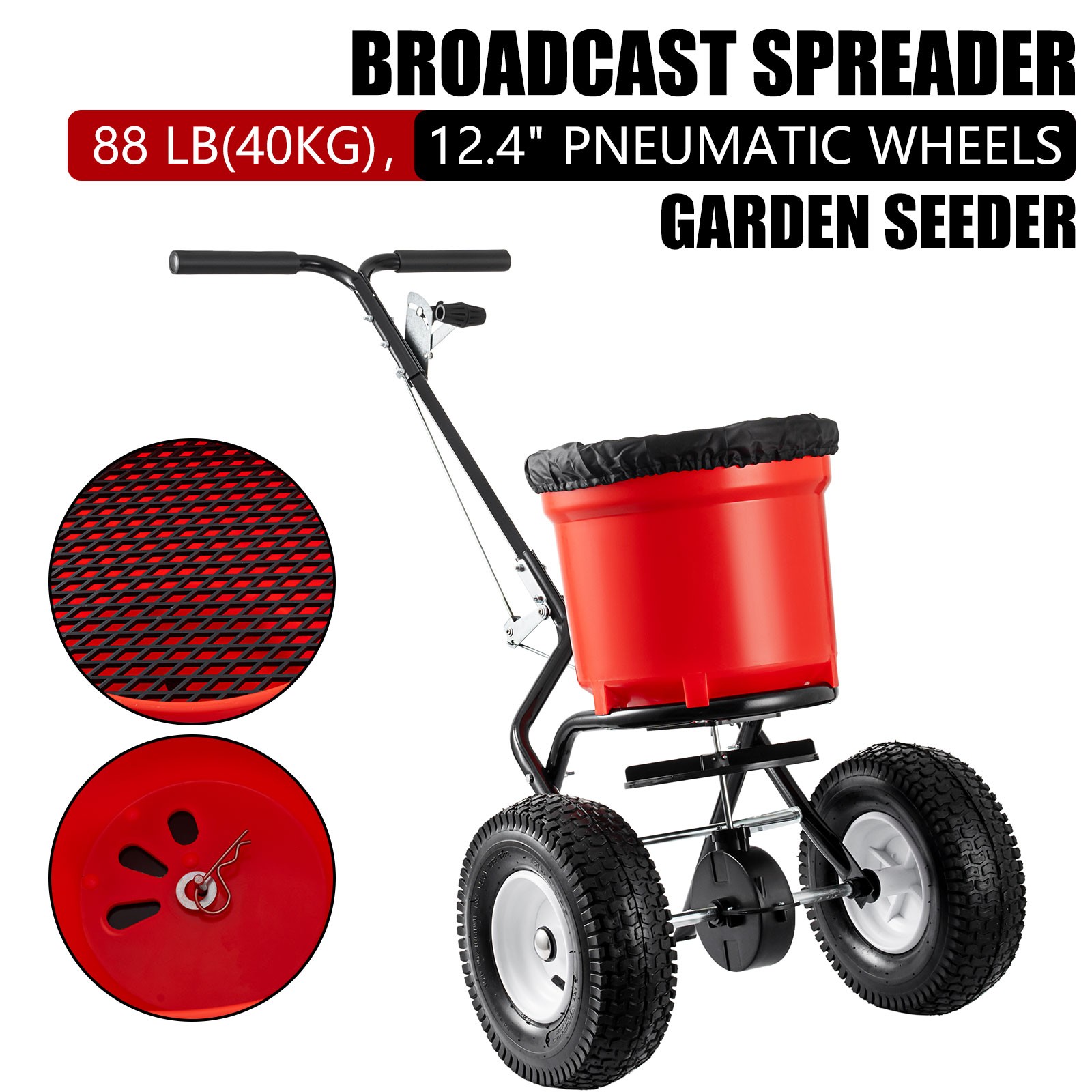90LB Broadcast Spreader Walk Behind Push Grass Seed Spreader Fertilizer Spreader gallery