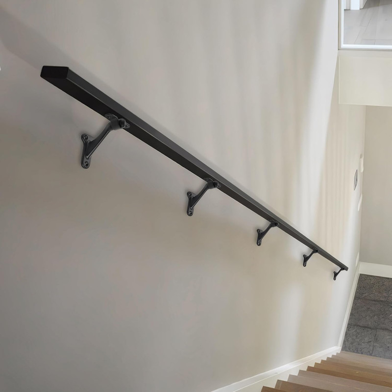 6 Pack 3 Inch Matte Black Hand Rail Bracket Heavy Duty Hardware for Stairways, H gallery