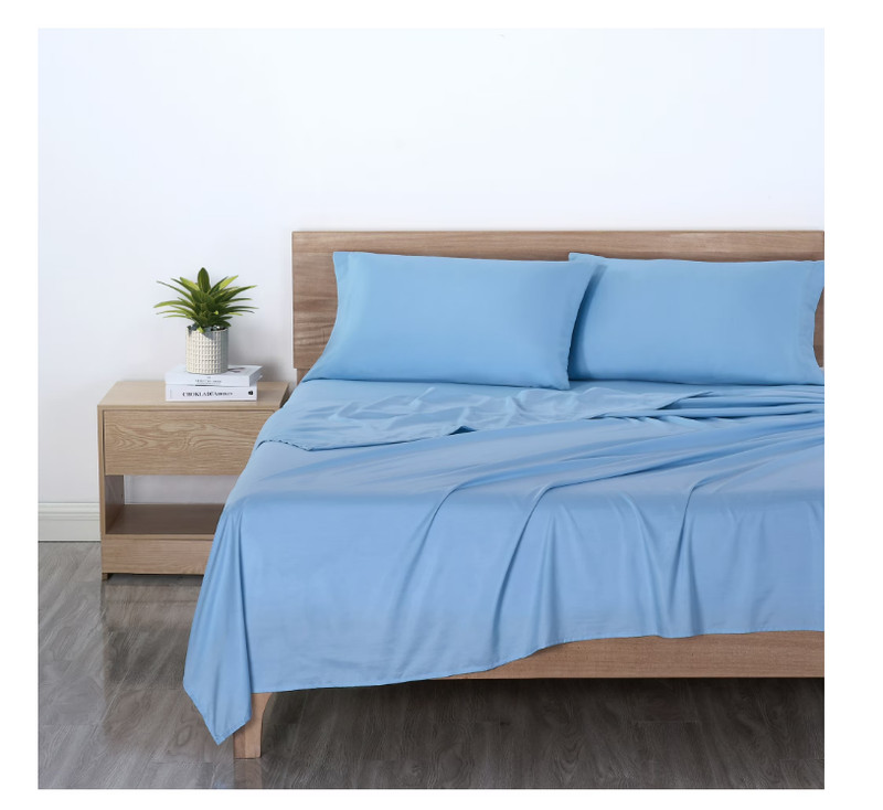 Mainstays Basic Value Microfiber Bed Sheet Set, Light Blue, Twin, 3 Piece. gallery