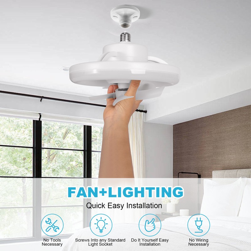 Socket Ceiling Fans With Lights And Remote- Socket Fan Light With Dimmable LED gallery
