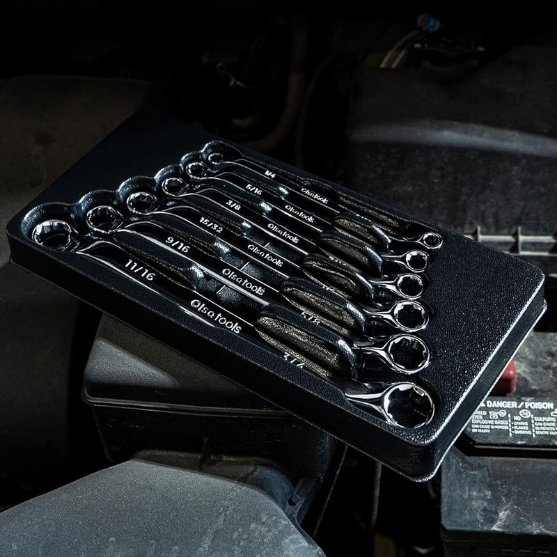 6pc Box End Wrench Set Offset Chrome Vanadium Steel Tool Organizer Tray New gallery