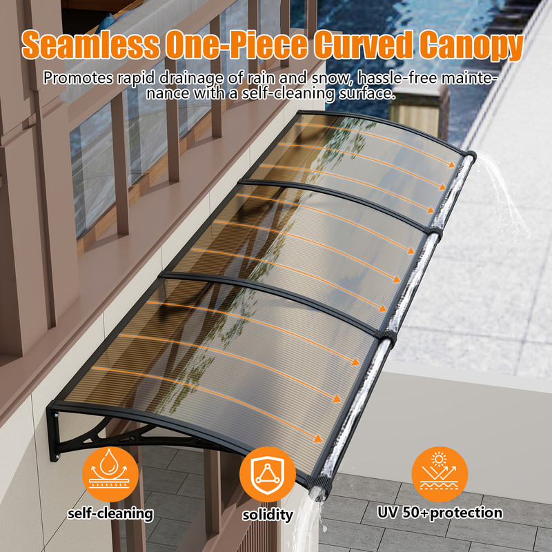 Window Awning Front Door Eaves Canopy Seamless One-piece Cover w/ Large Gutter gallery