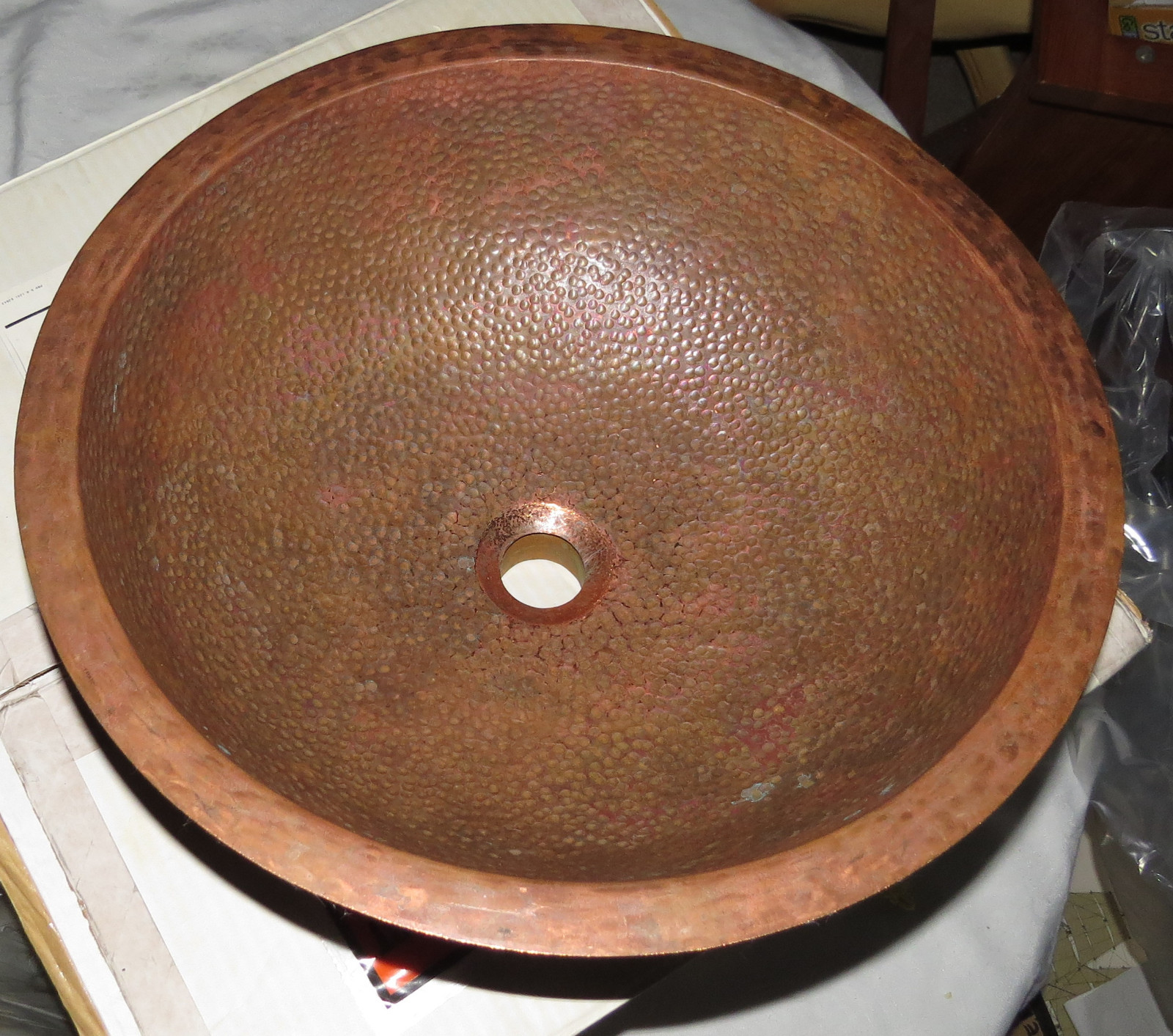 Bates & Bates MBR15 Hammer Weather Copper Round Sink NEW in Box gallery