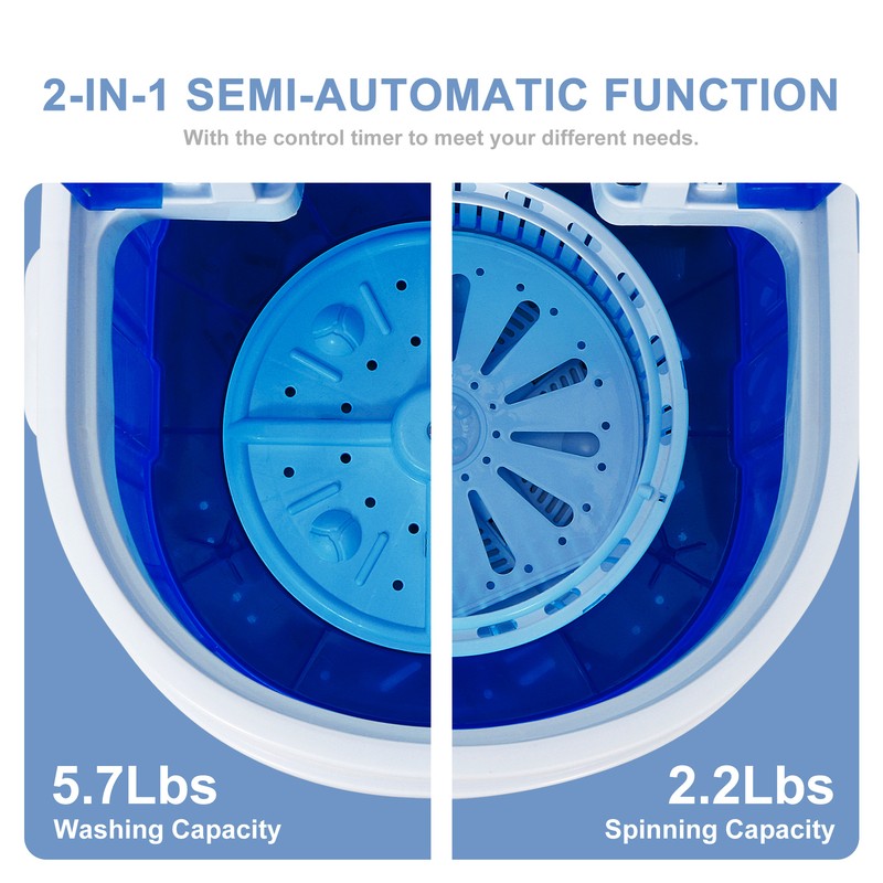 Portable Mini Washing Machine Compact 2 in 1 Washer & Spinner Single Bucket 9lbs gallery