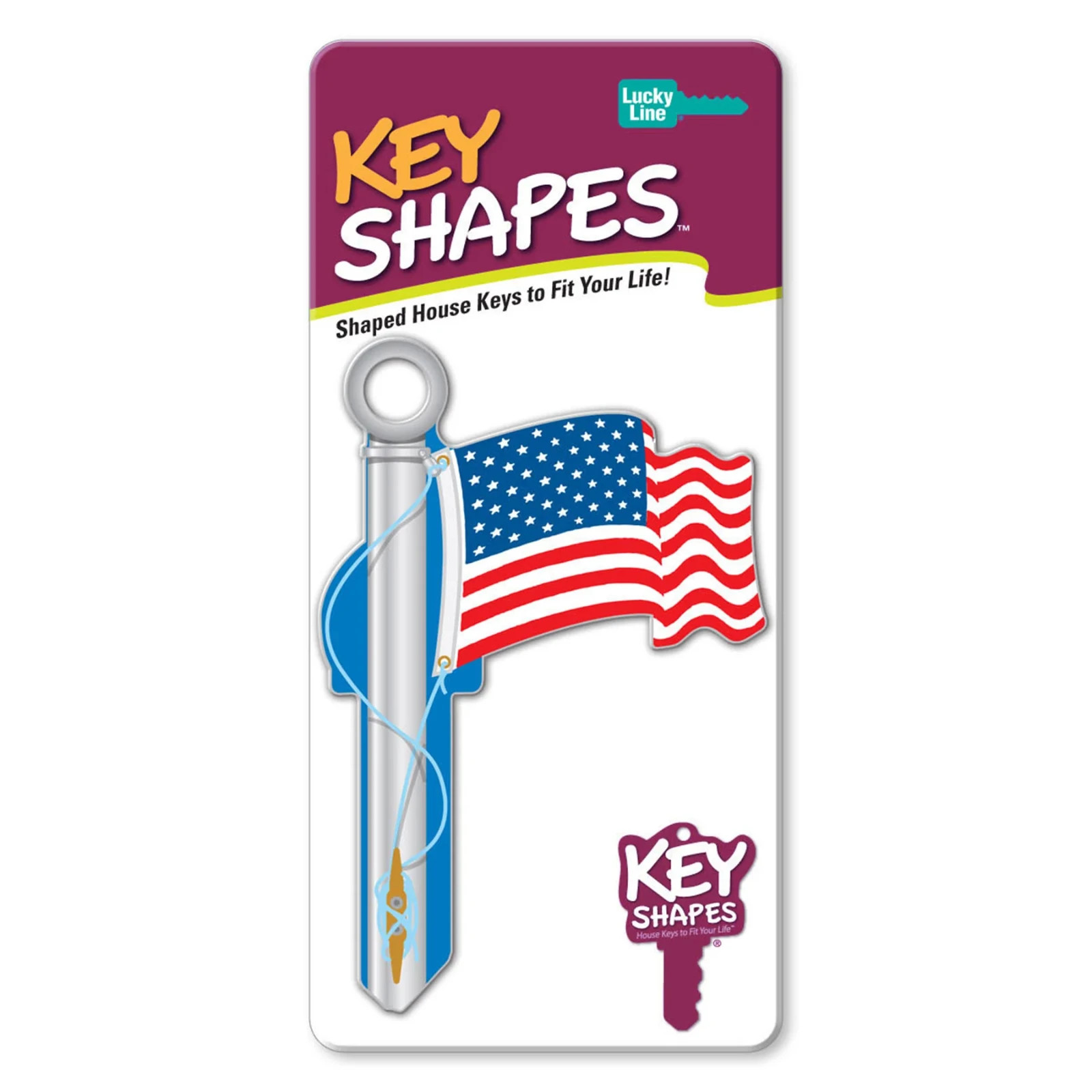 LUCKY LINE B101K UNITED STATES FLAG KWIKSET KW1 KEYWAY HOUSE KEY SHAPES gallery