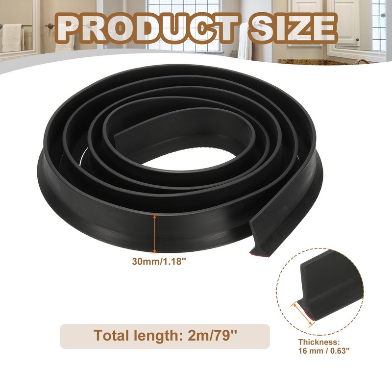 79 Inch Collapsible Shower Threshold Water Guards Black 1.2" x 0.6" gallery