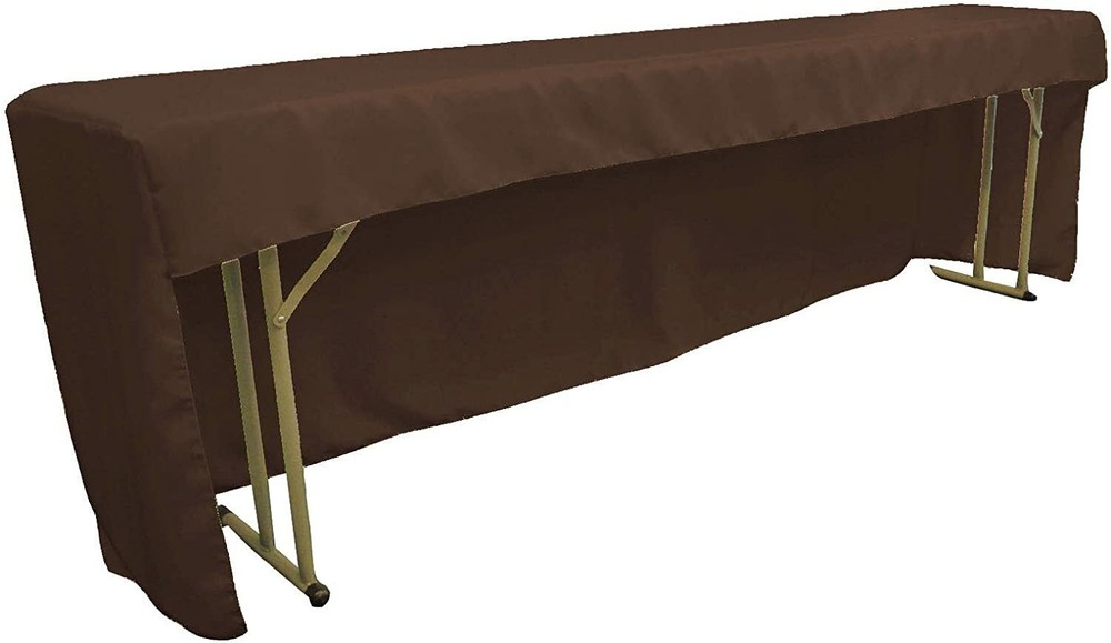 LA Linen Open Back Polyester Poplin Tablecloth 96" L x 18" W x 30" H, Brown
