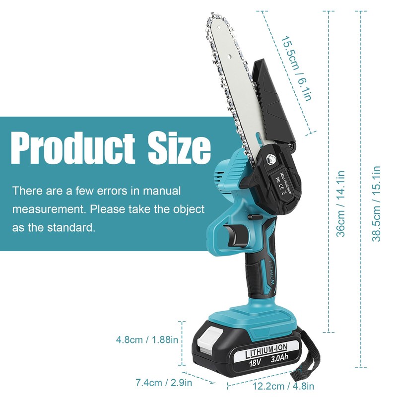 6" Electric Mini Chainsaw Cordless Handheld Saw 2 Battery + 2 Chains for Makita gallery