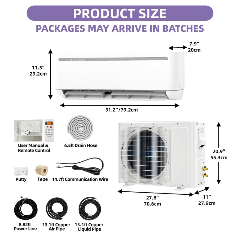12000 BTU Mini Split Air Conditioner Heat Pump System Wifi Enabled 20 SEER2 115V gallery