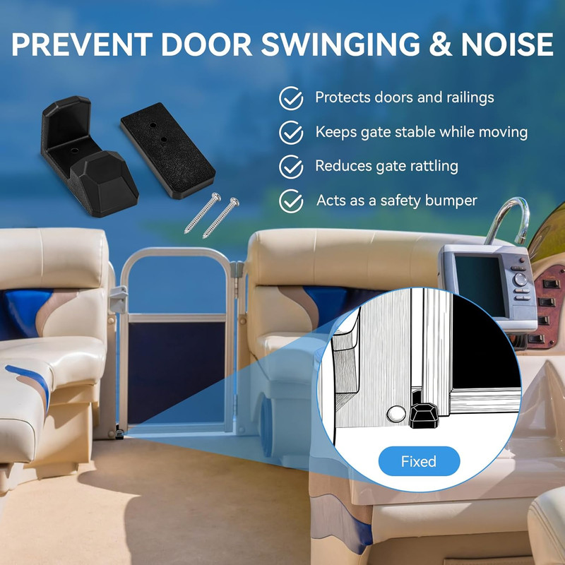 Pontoon Boat Floor-Mounted Gate Stopper for Secure Door Positioning, Black gallery