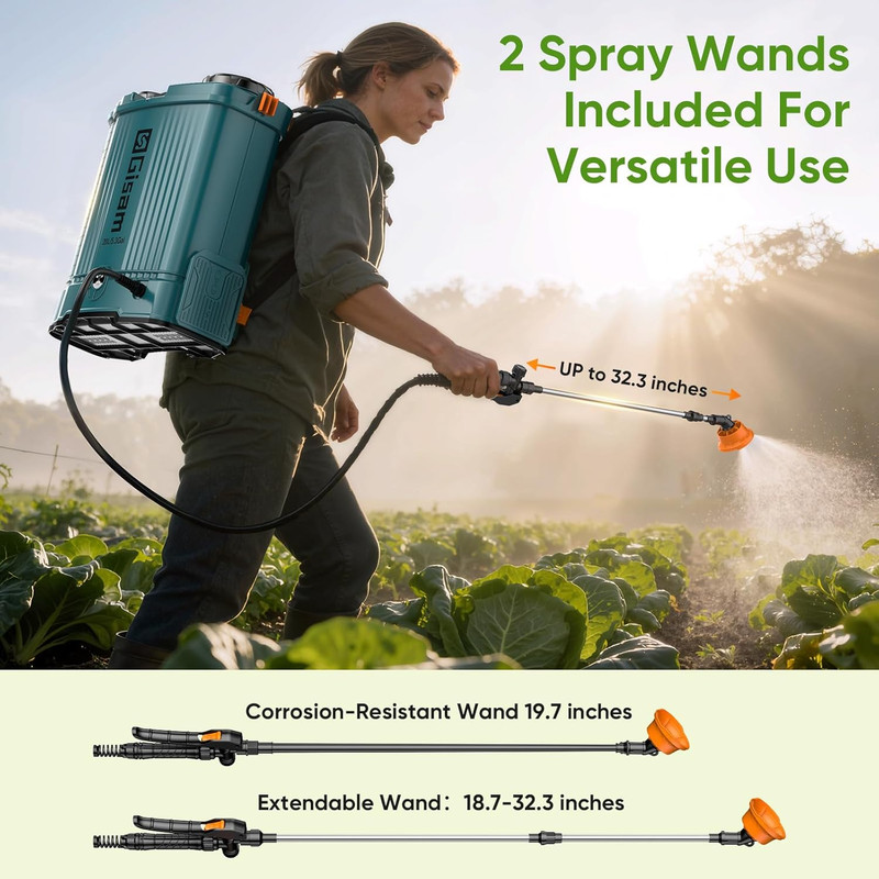 5.3Gal Battery Powered Backpack Sprayer, 120PSI Adjustable Pressure Electric Spr gallery