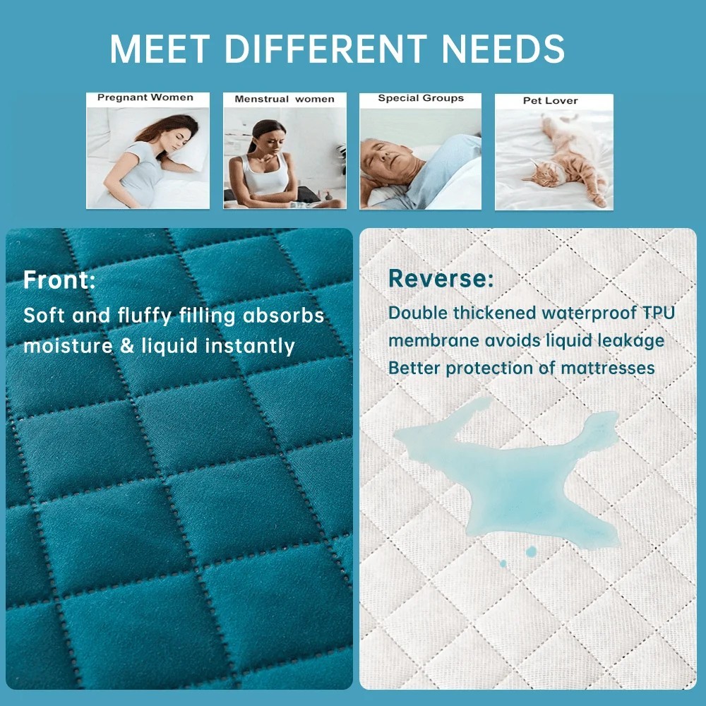 Waterproof Quilted Mattress Protector Breathable Fitted Bed Cover Pad 9-14" Deep gallery