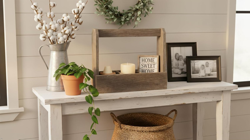Rustic Revival | Rustic Tote Decorative Carry All Barnwood Planter Box – Farmhou gallery