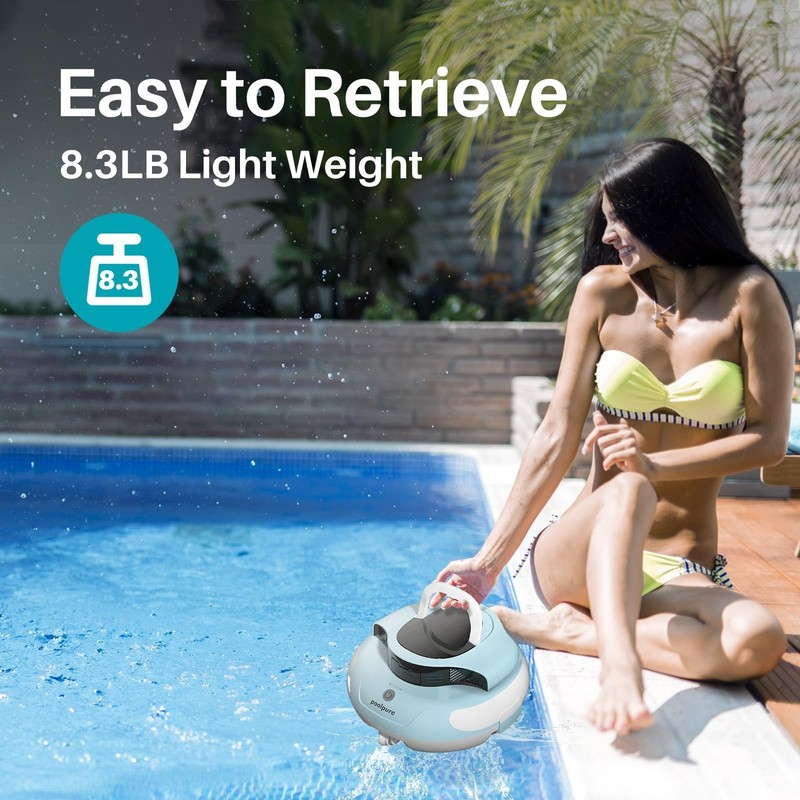 POOLPURE Cordless Robotic Pool Cleaner - 100Min Runtime,1000 Sq.Ft, Auto-Parking gallery
