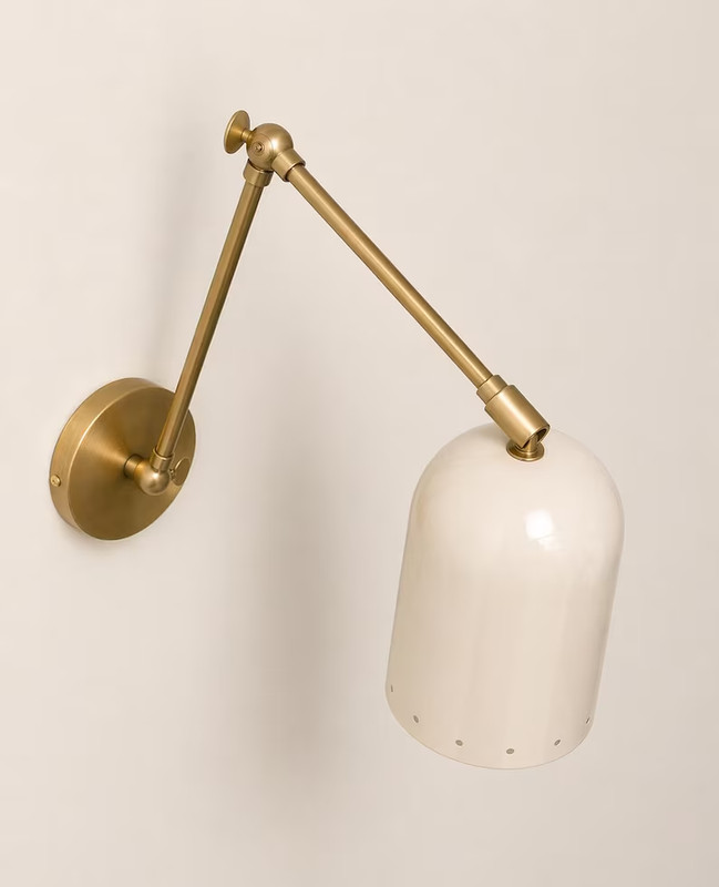 Handmade Adjustable Brass Wall Sconce, Modern Swing Arm Reading Wall Lamp gallery