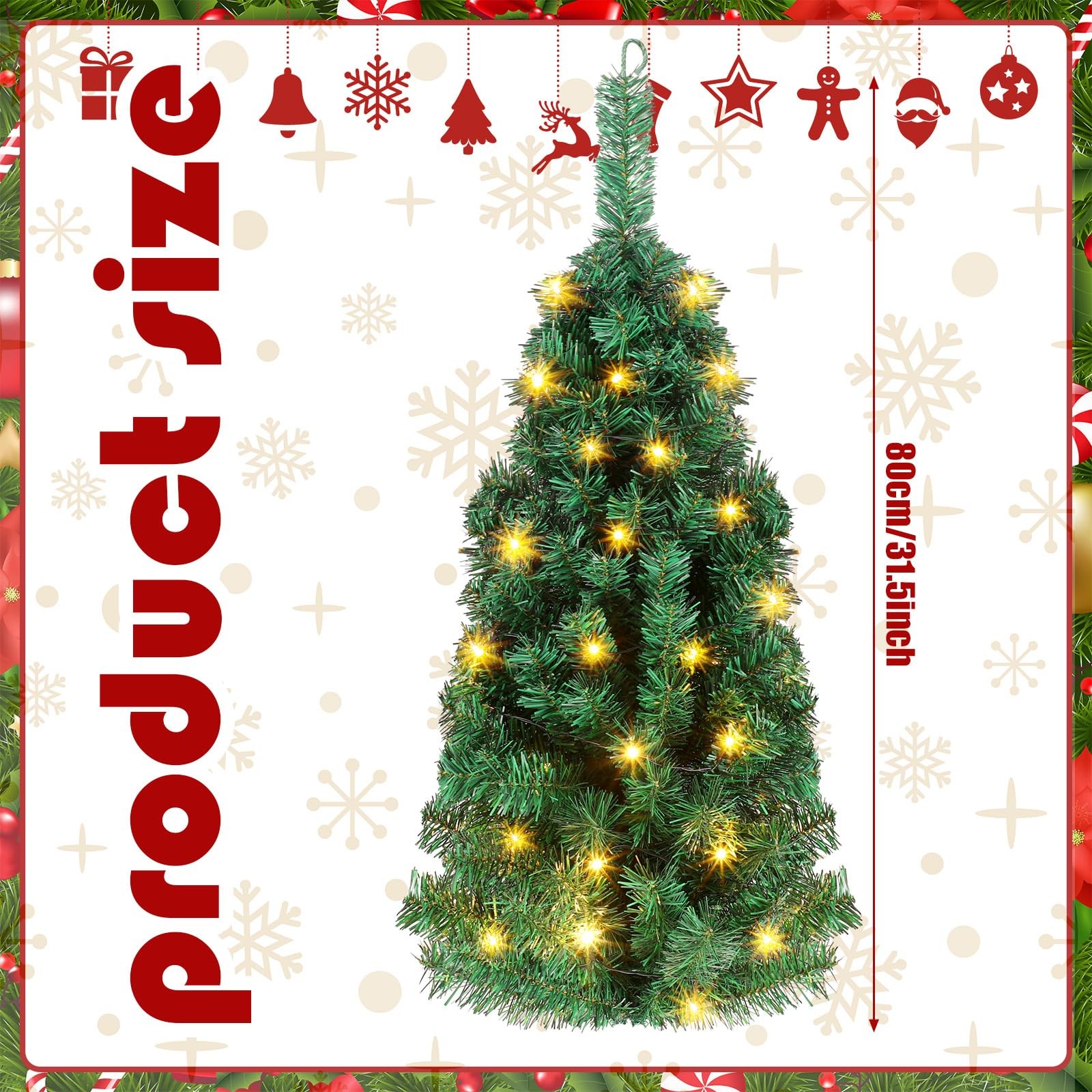 Poen 35 Inches Wall Mounted Christmas Tree - 4in, As Pictures Shown gallery