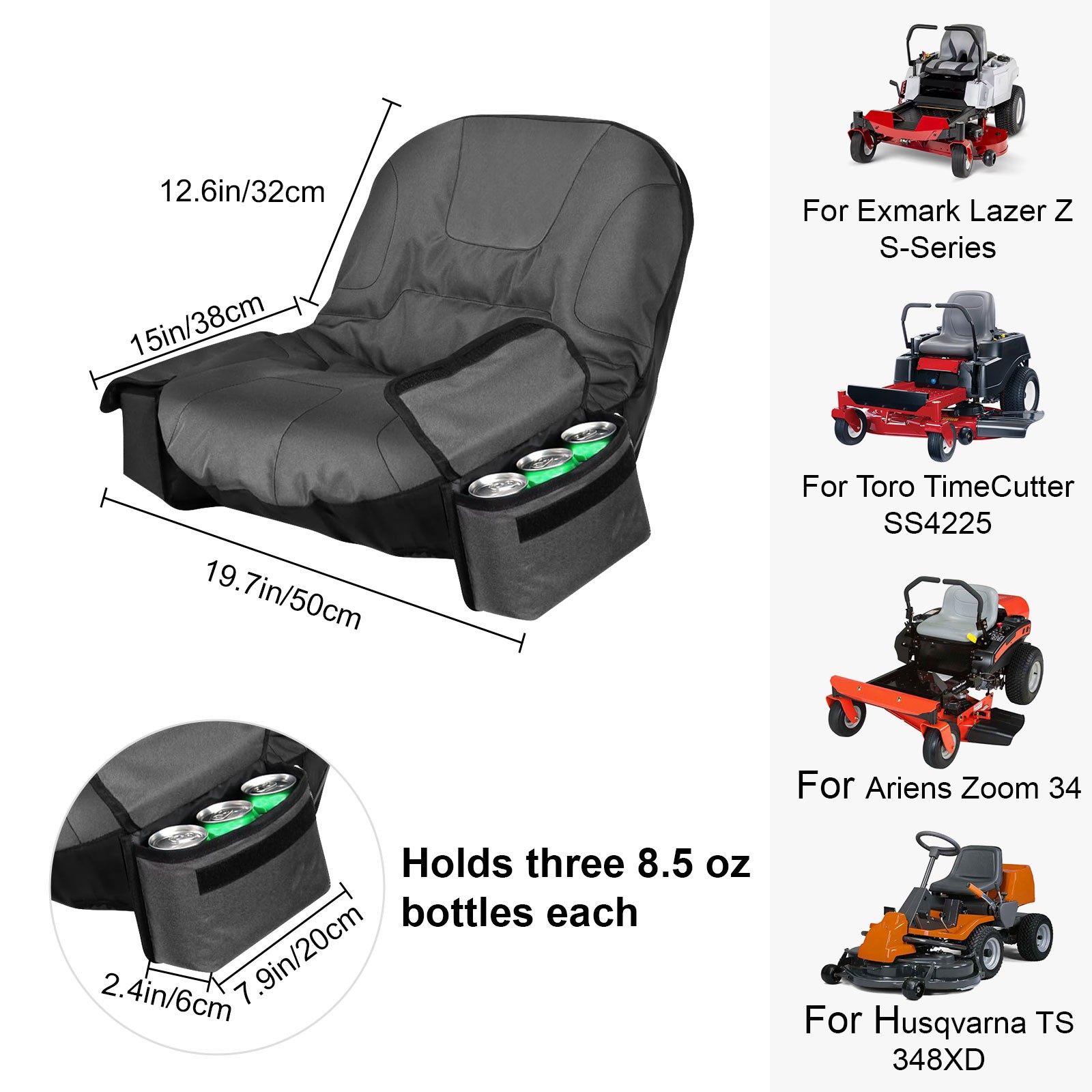 600D Oxford Cloth Riding Lawn Mower Tractor Seat Cover Chair Protector 4 Pockets gallery