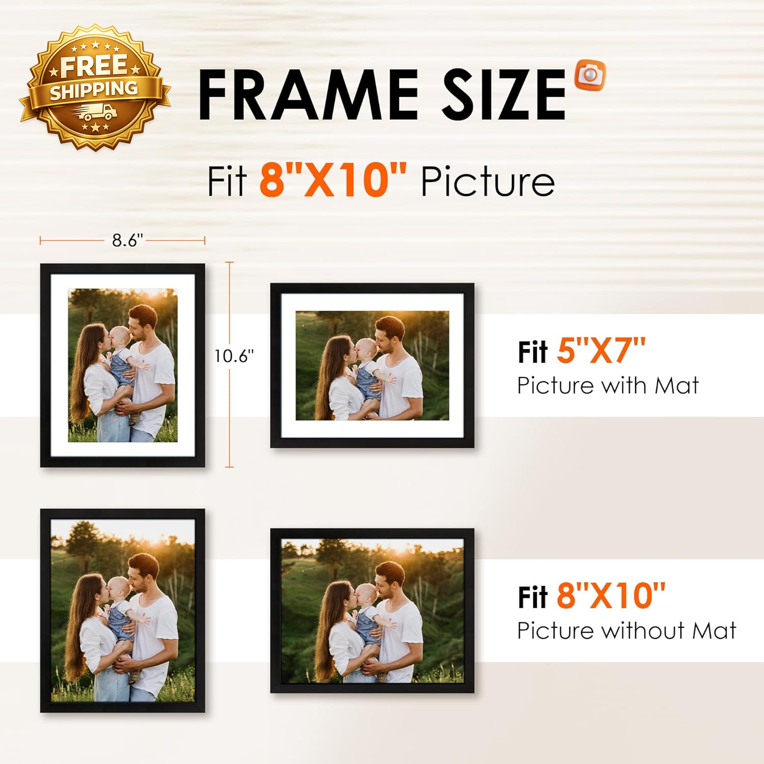 8X10 Picture Frame 1 Pack Photo Frame with HD Plexiglass Display Pictures 5X7 gallery