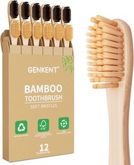 GENKENT 12 Counts Bamboo Toothbrushes BPA Free Soft Bristles Travel Toothbrush N