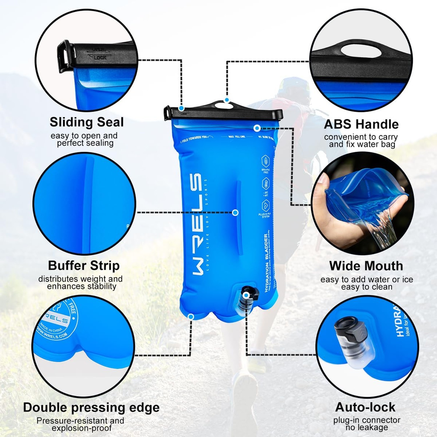 1L/1.5L/2L/3L BPA Free Hydration Bladder,Leakproof TPU Water Bladder for Hiki... gallery