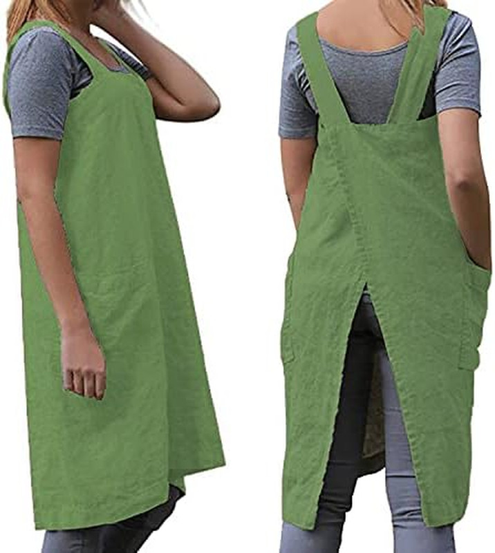 Women's Practical Cross Back Pinafore Apron with Large Pockets Home Kitchen,Rest gallery
