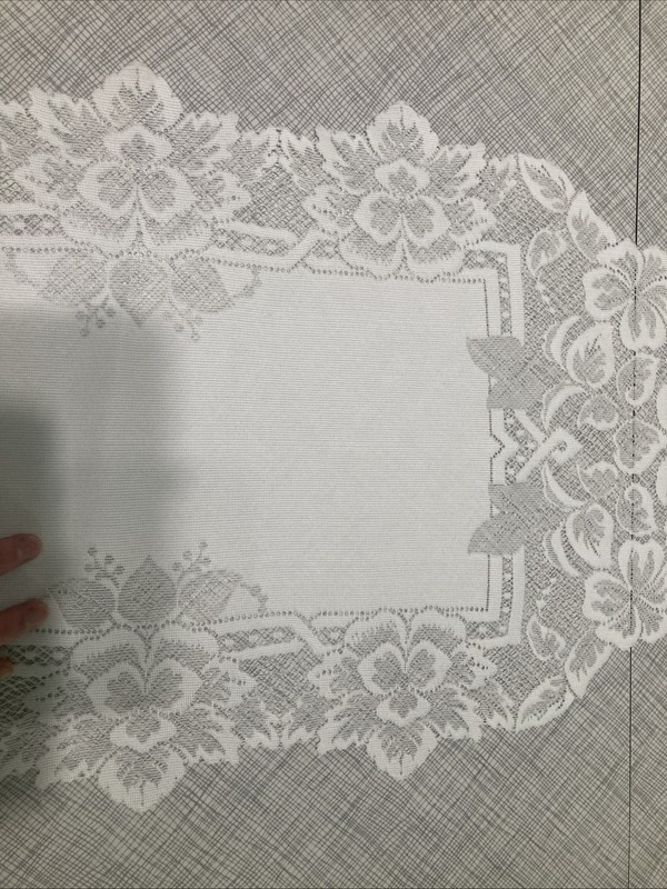 Pristine White Lace Table Runner 13x53” Floral Dresser Scarf Cottagecore Wedding gallery