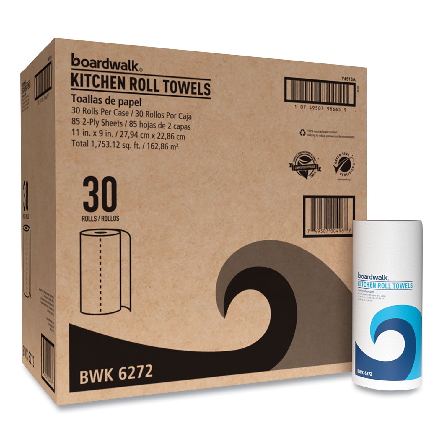 Boardwalk Kitchen Roll Towel Paper Towels 30 Rolls Carton 85 Sheets 2-Ply White gallery