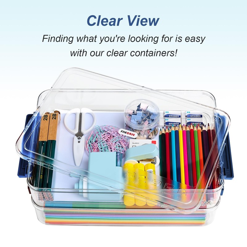 2 Pack 5.5qt Clear Plastic Storage Box with Lids - Stackable Organizer for Craft gallery