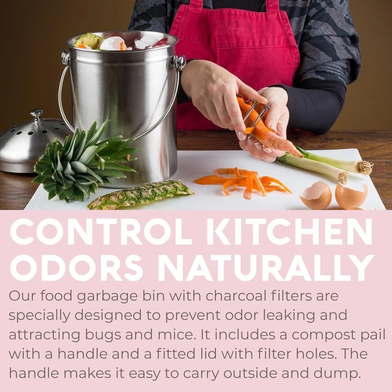 EPICA Countertop Compost Bin Kitchen | 1.3 Gallon | Odorless Composting Bin w... gallery