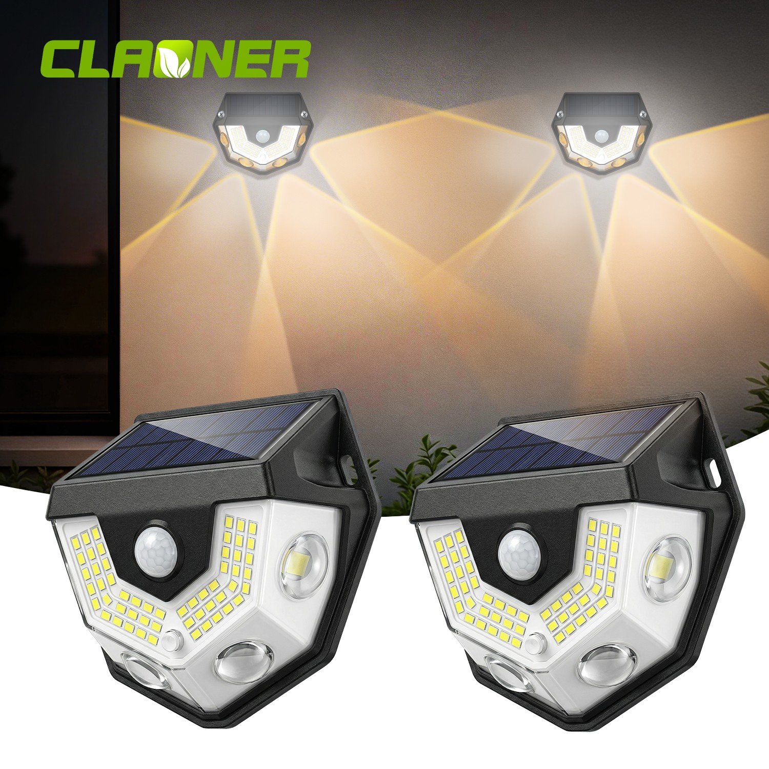 2 Pack LED Motion Sensor Solar Lights ,Outdoor IP65 Waterproof Security Lamp gallery