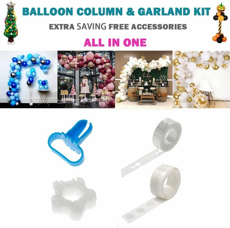 2 Set Balloon Column Stand Kit with Extendable Metal Pole and Heavy Water Bases gallery
