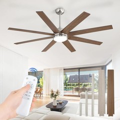 Large 65″ Ceiling Fan with LED Light and Remote – Brushed Nickel DC Motor