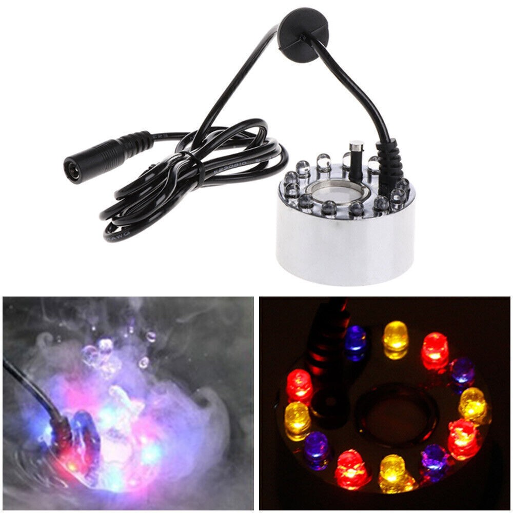 12 LED Ultrasonic Mist Maker Light Fogger Water Fountain Pond /Power Adapter HOT gallery