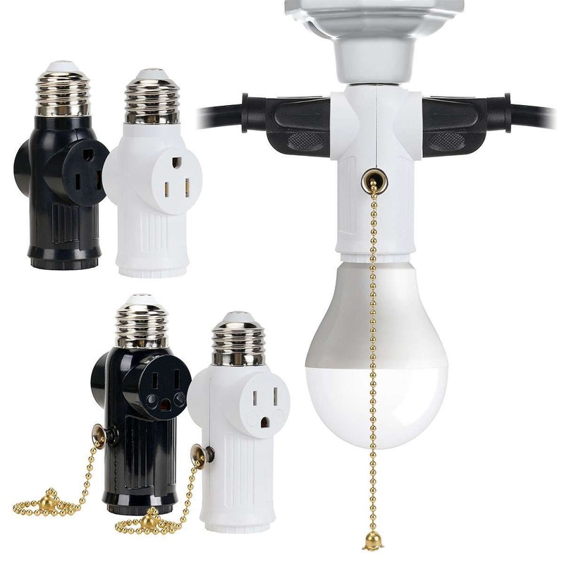 E26/E27 Light Socket to Plug Adapter 2/3 Prong Light Bulb Outlet Socket Adapter gallery