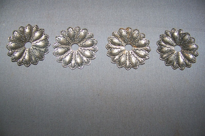 Four, LIGHTWEIGHT, Chrome Plate Over STAMP BRASS, Furniture Rosettes-SEE INFO gallery