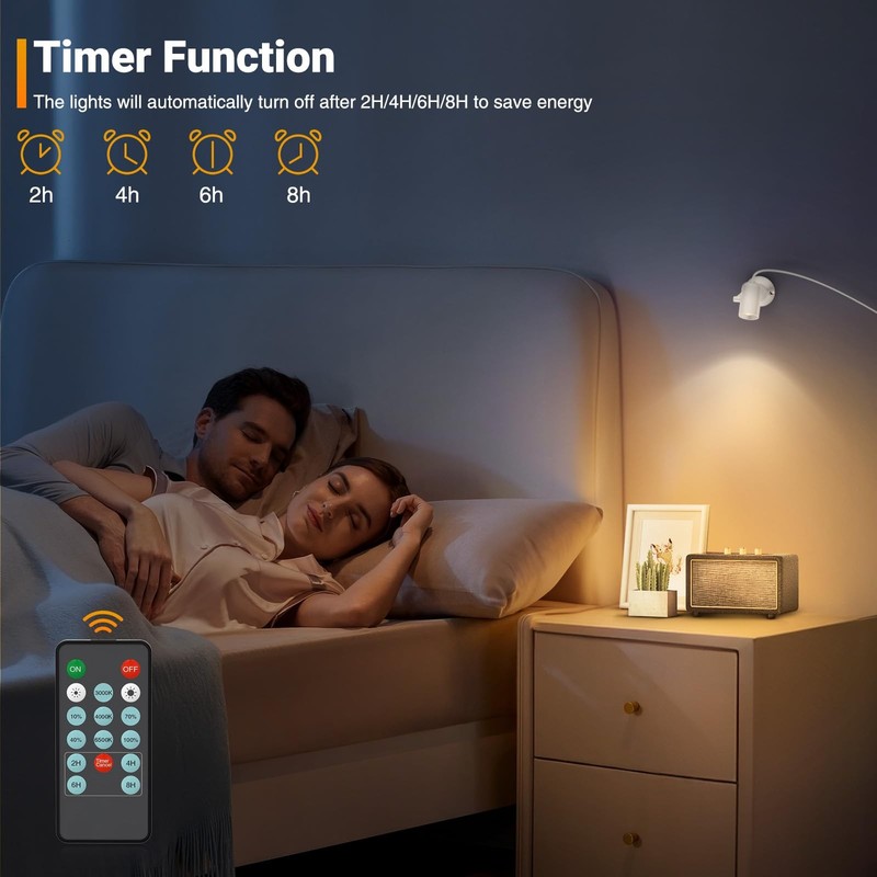 2 Pack Dimmable Spotlights Indoor, LED Uplighting with Timer and Remote, 5W L... gallery