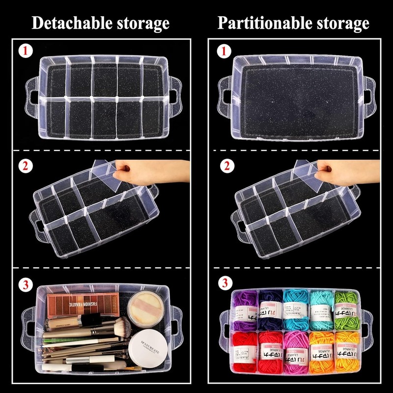 Lightweight 3-Tier Craft Storage Box with Snap Closure - 30 Adjustable Sections gallery