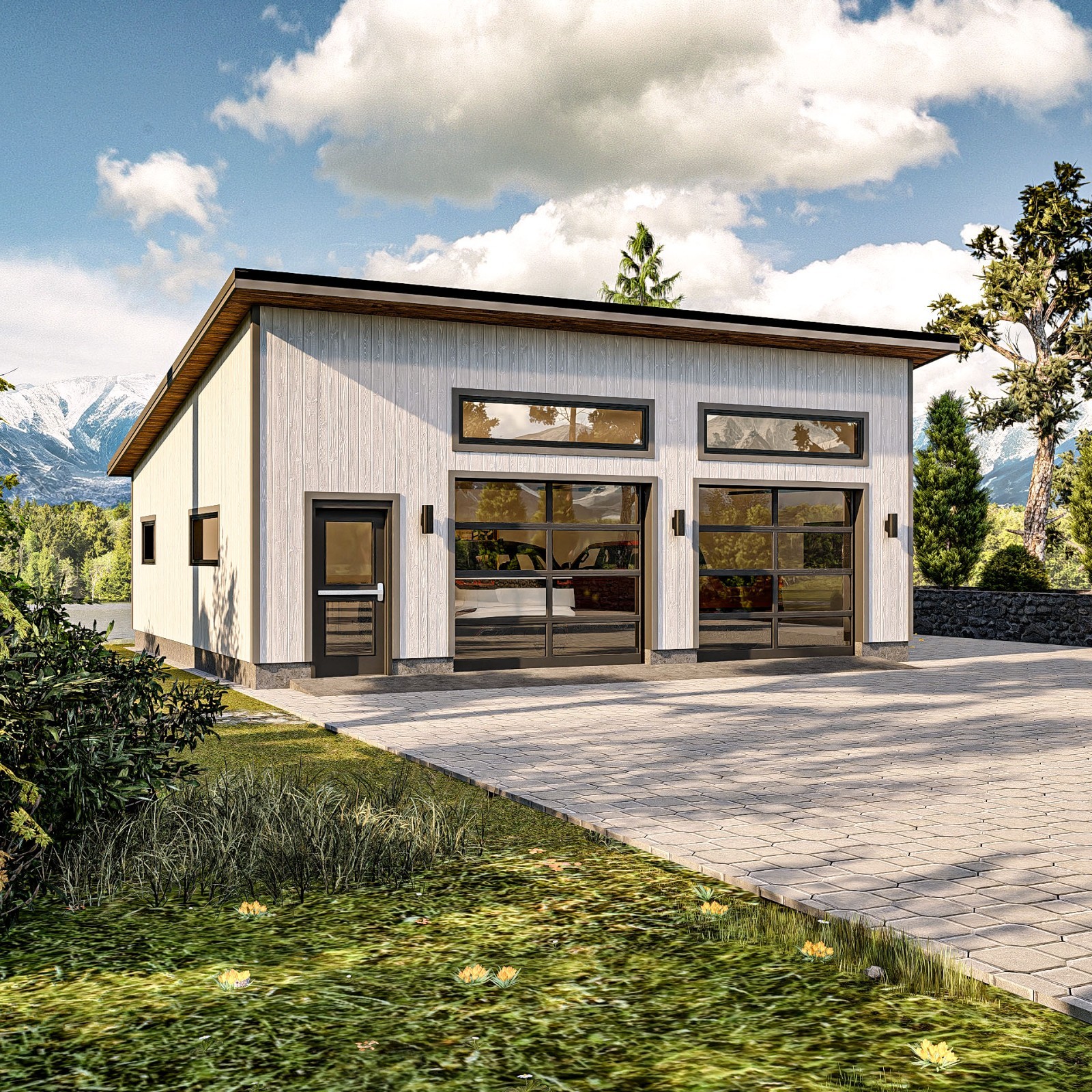 Modern Two-Car Garage plan with Storage | Detached Garage Blueprint gallery