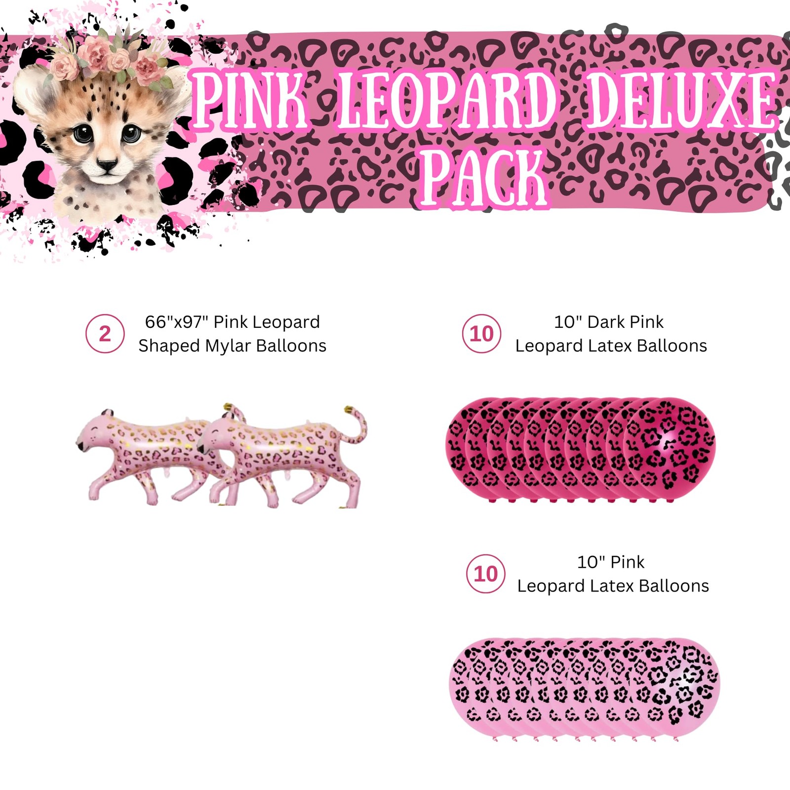 Pink Leopard Deluxe Party Supplies Pack (124 Pieces for 16 Guests) - Cheetah gallery