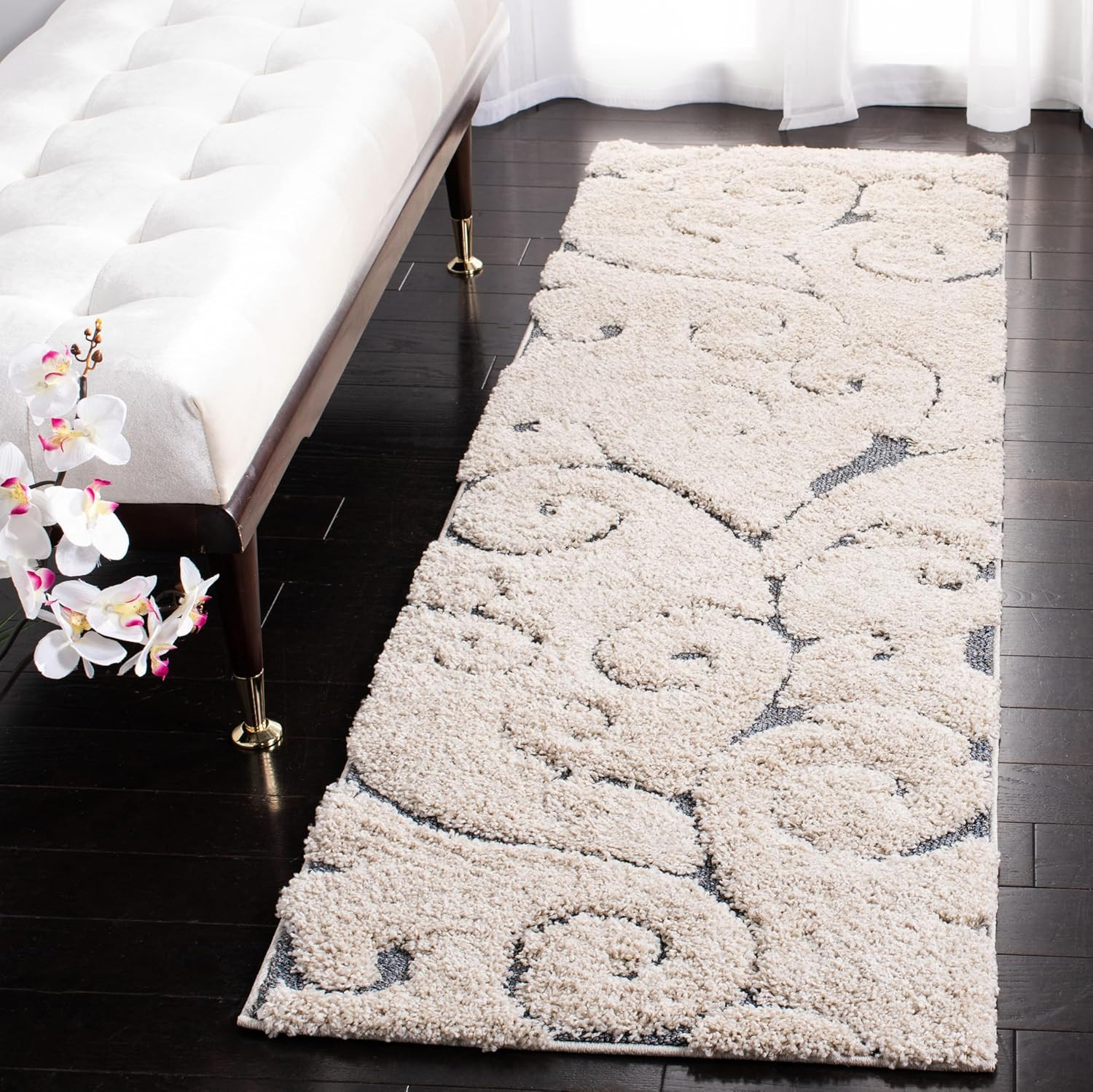 Florida Shag Runner Rug 2'3" x 15' - Beige & Blue Grey, Easy Clean, Plush Pile gallery