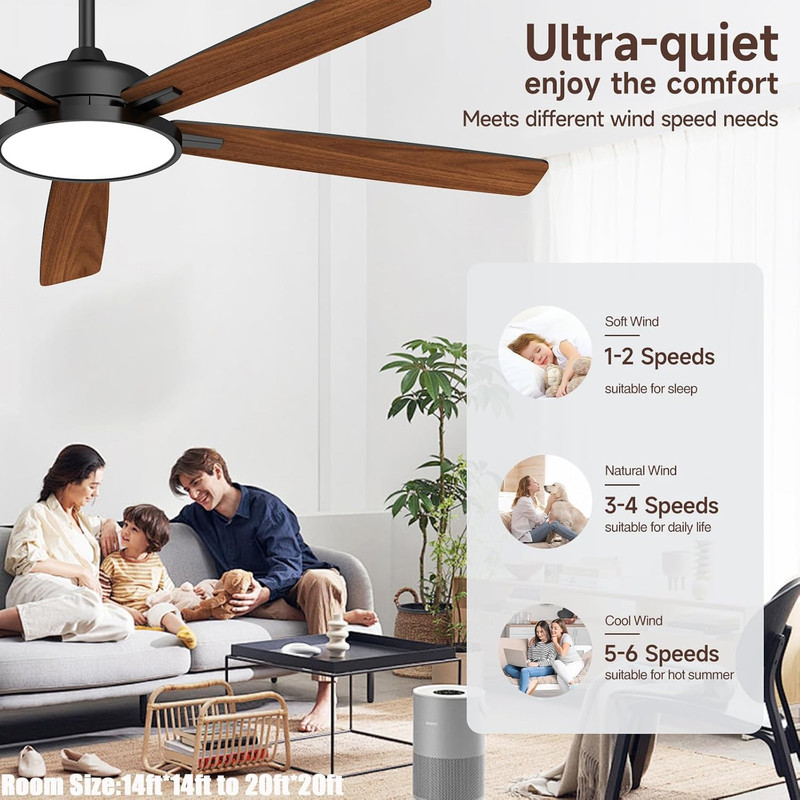 Smart 62" Ceiling Fan with Lights, Remote & App Control, Alexa Compatible gallery