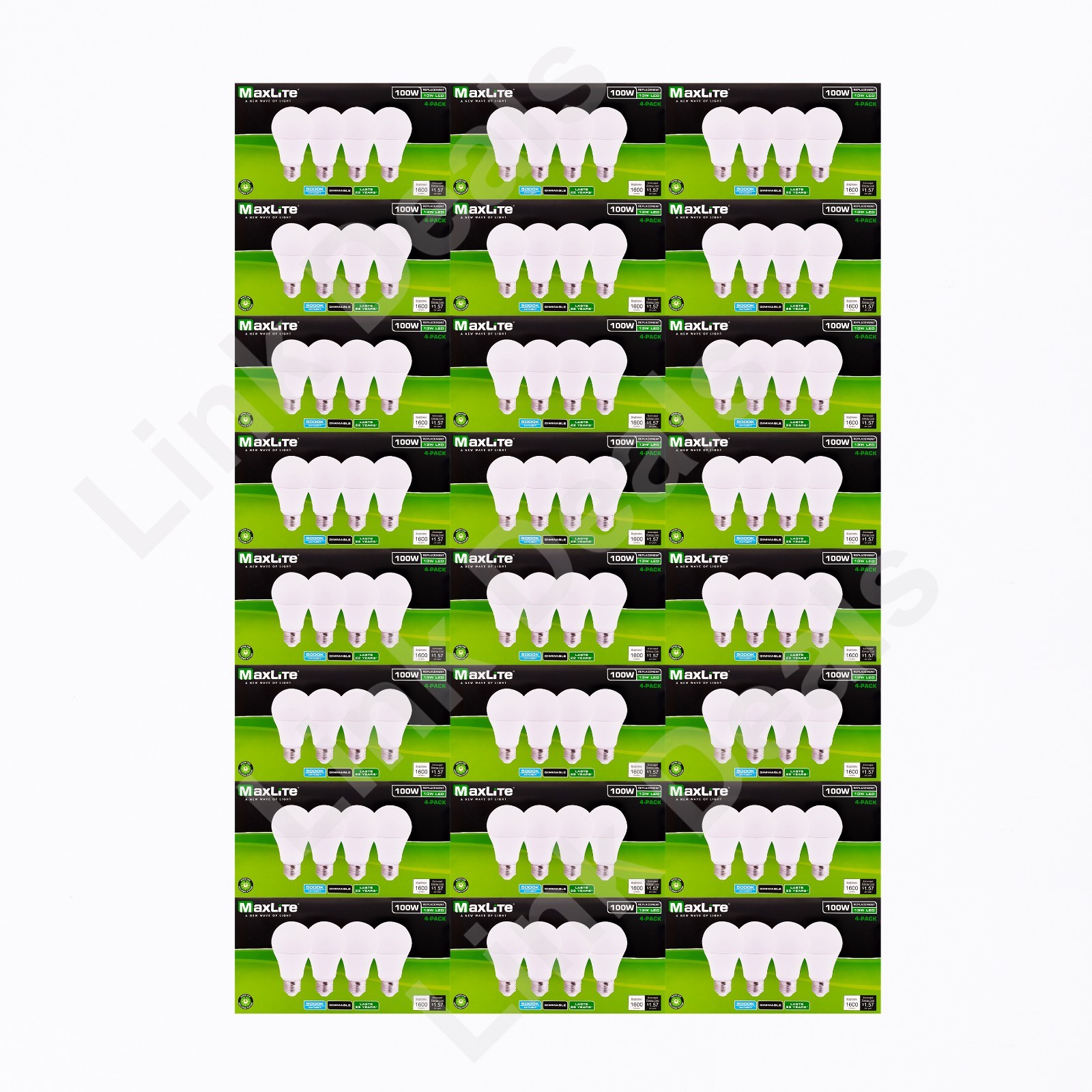 96 Bulbs Maxlite 100W Replacement 13W LED Dimmable Daylight A19 5000K E26 1600lm gallery