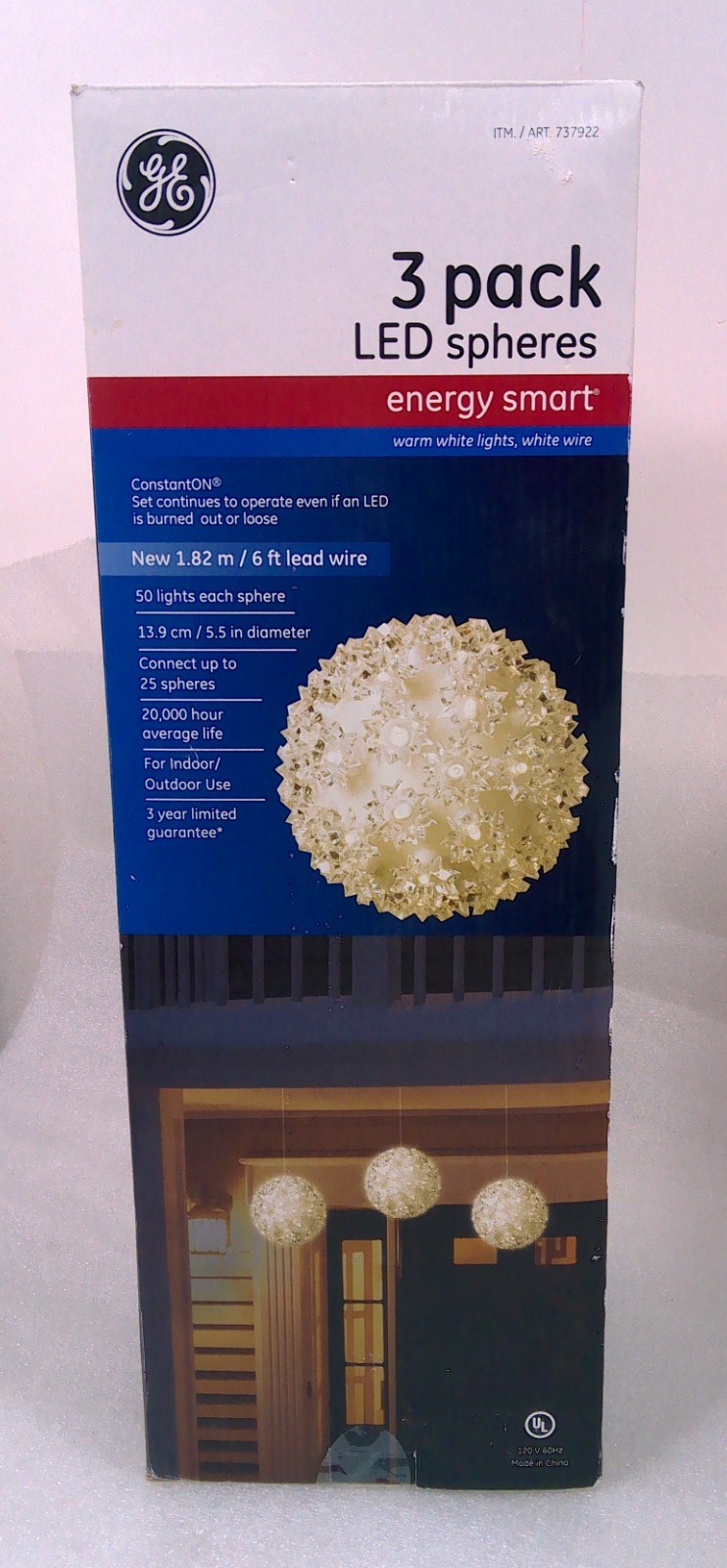 3 Pack LED SPHERES Energy Smart~50 light~5.5” Warm White GE 737922 NEW gallery