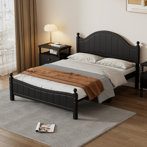 Full/Queen/King Size Platform Bed Solid Wood Bed Frames w/ Headboard & Footboard gallery