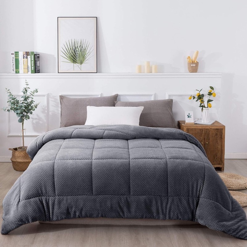 Breathable Lightweight Comforter Queen Size Modern Sherpa Bedding Excalibur gallery