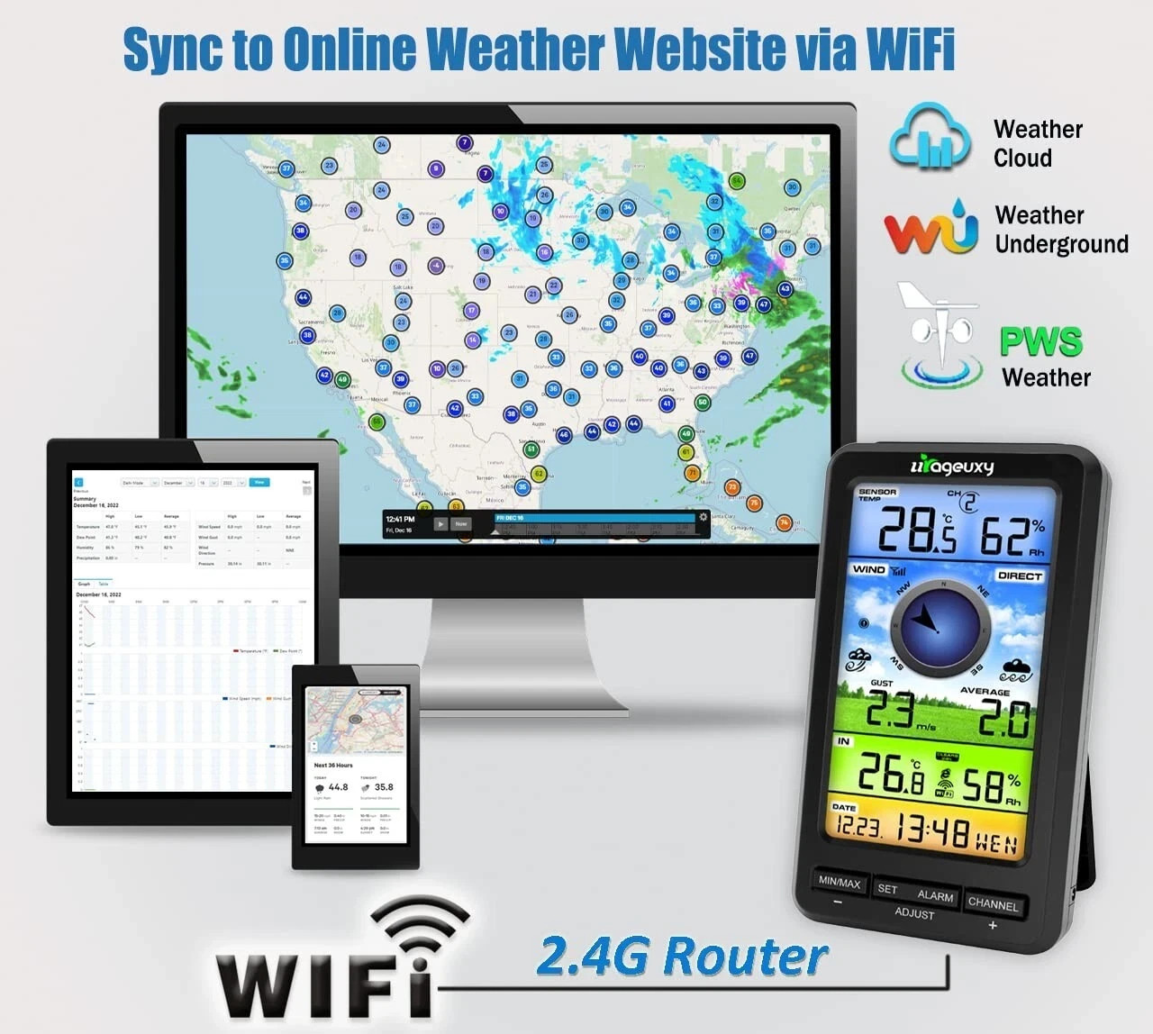 Wireless Wi-Fi Weather Station Solar Anemometer Wind Thermometer and Hygrometer gallery