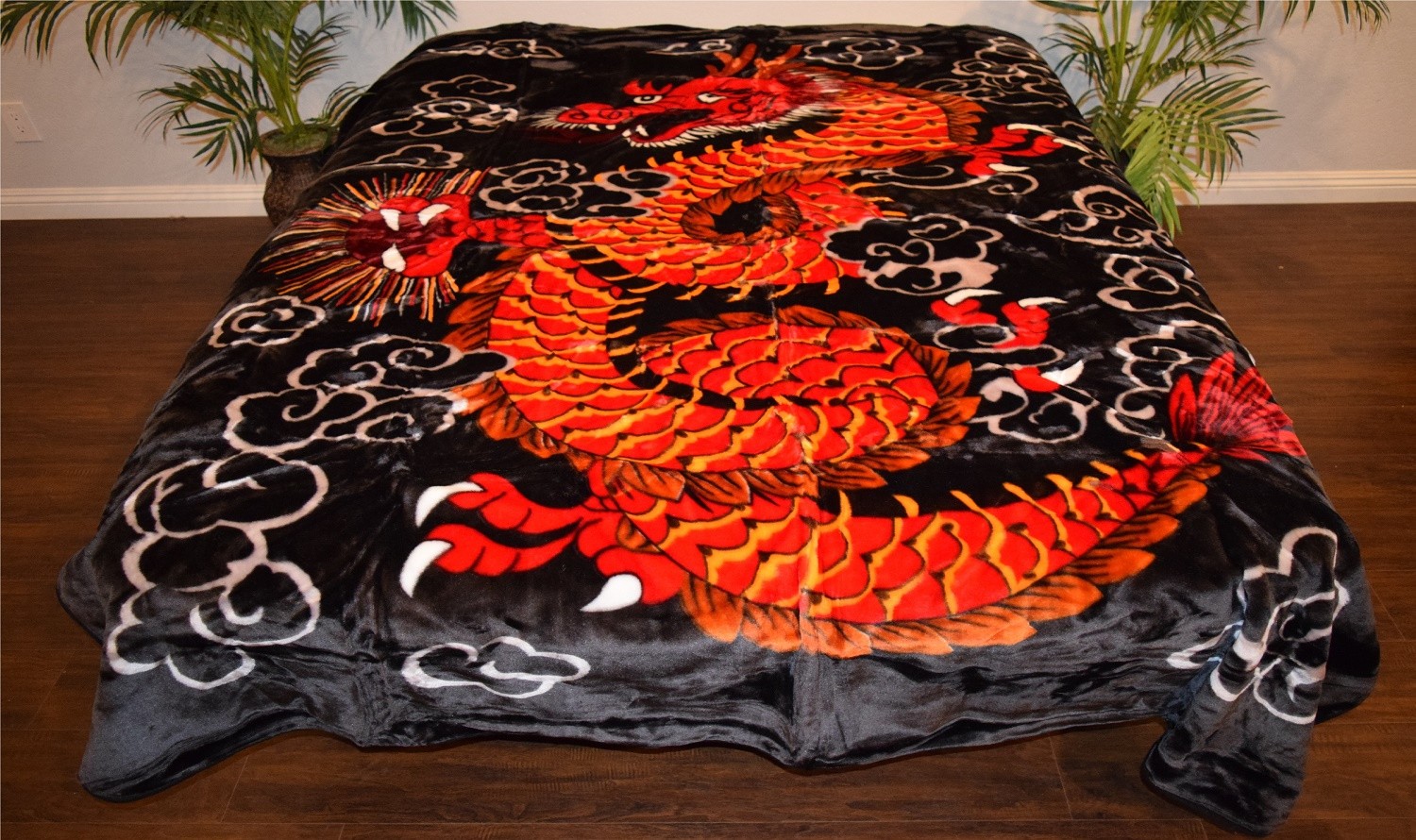 ☀️NEW 5 Pounds Super Soft Queen Korean Mink Blanket Oriental Red Dragon gallery