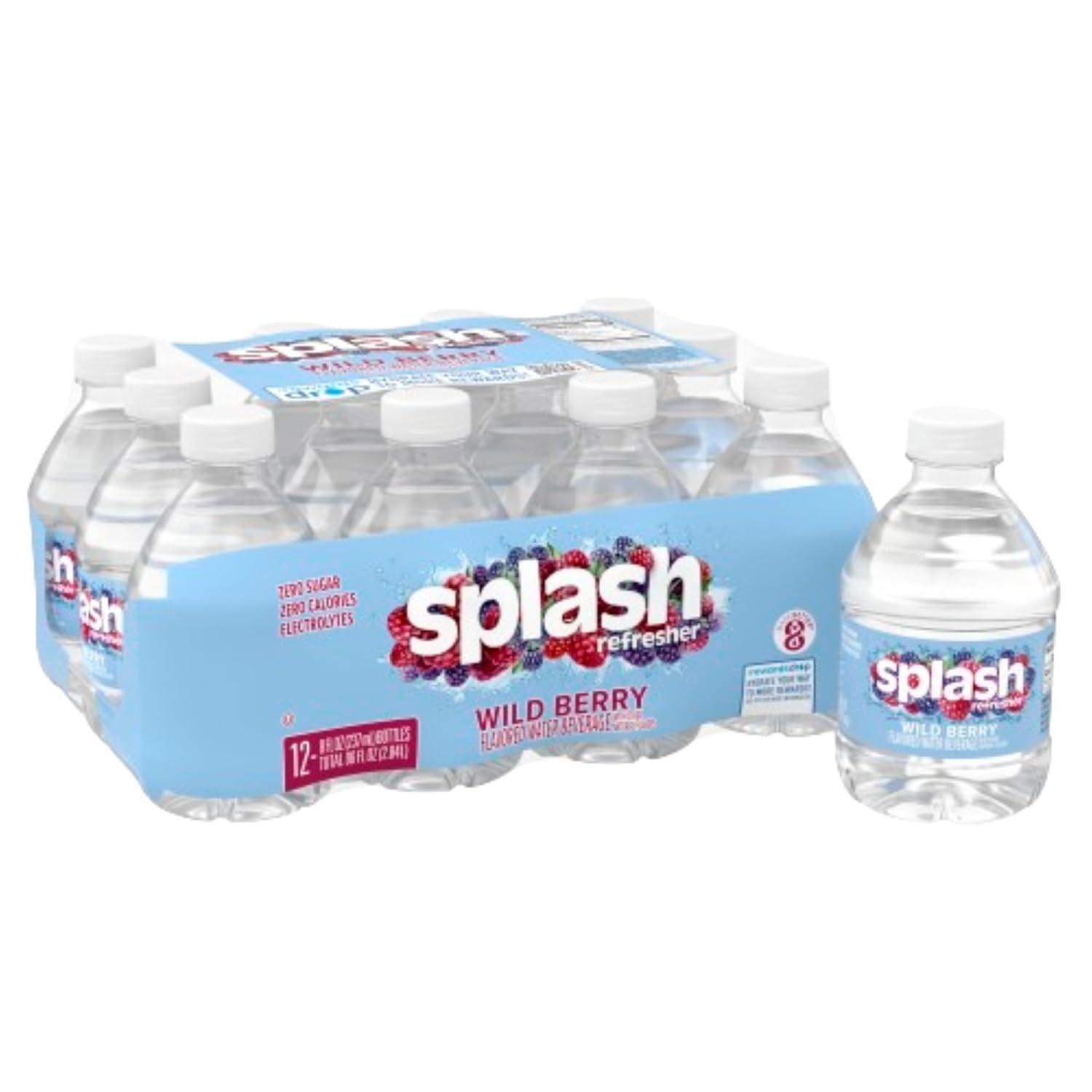 Wild Berry Flavored Water - 8 Fl Oz Bottles, Sugar-Free Refreshment Pack of 12 gallery