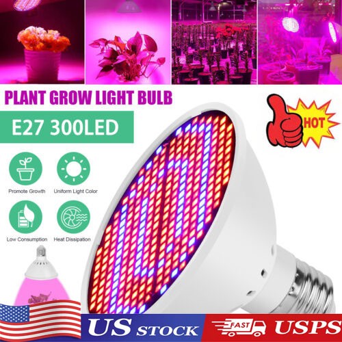 300LED Grow Light Bulb Full Spectrum Light for Indoor Plants Flowers Veg Growing gallery