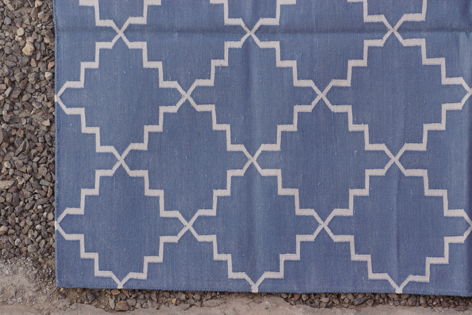 Rugmoda Cotton Blue Ivory Geometric 3x5 ft Area Rug for Living Room Bedroom gallery